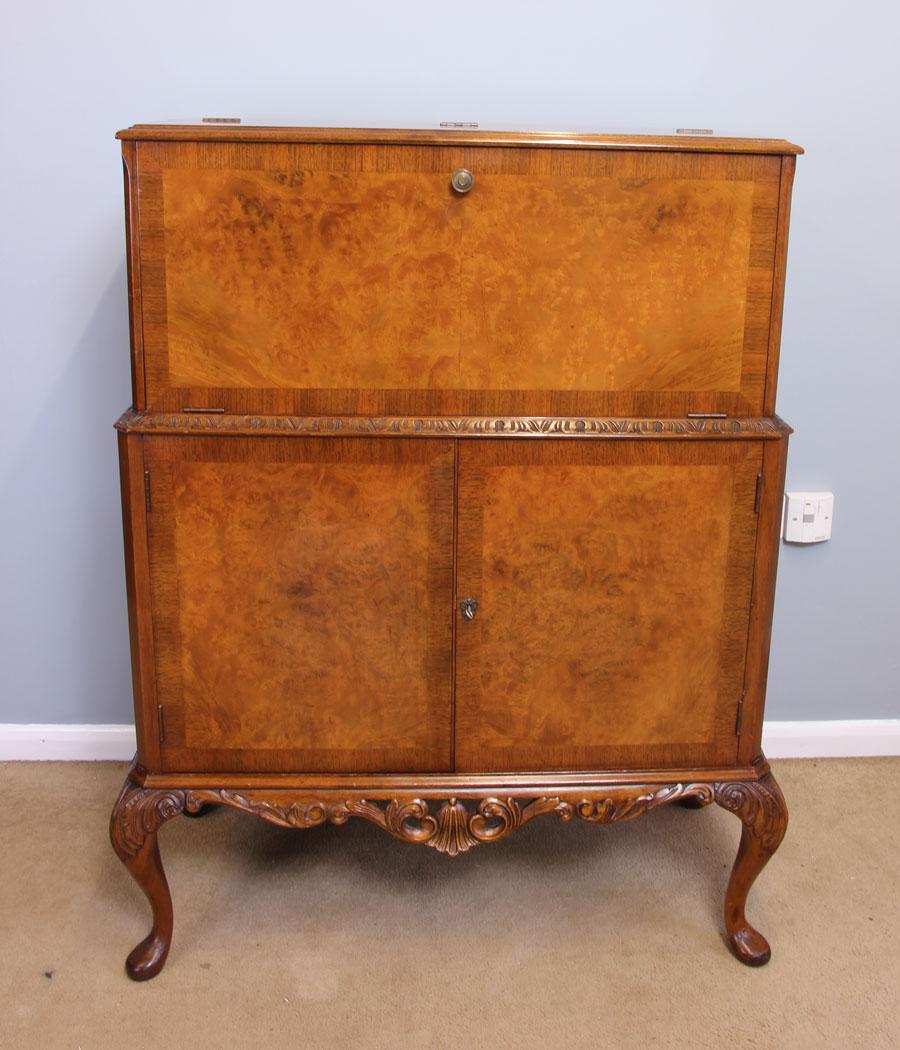 Burr Walnut Cocktail Drinks Cabinet (1 of 14)