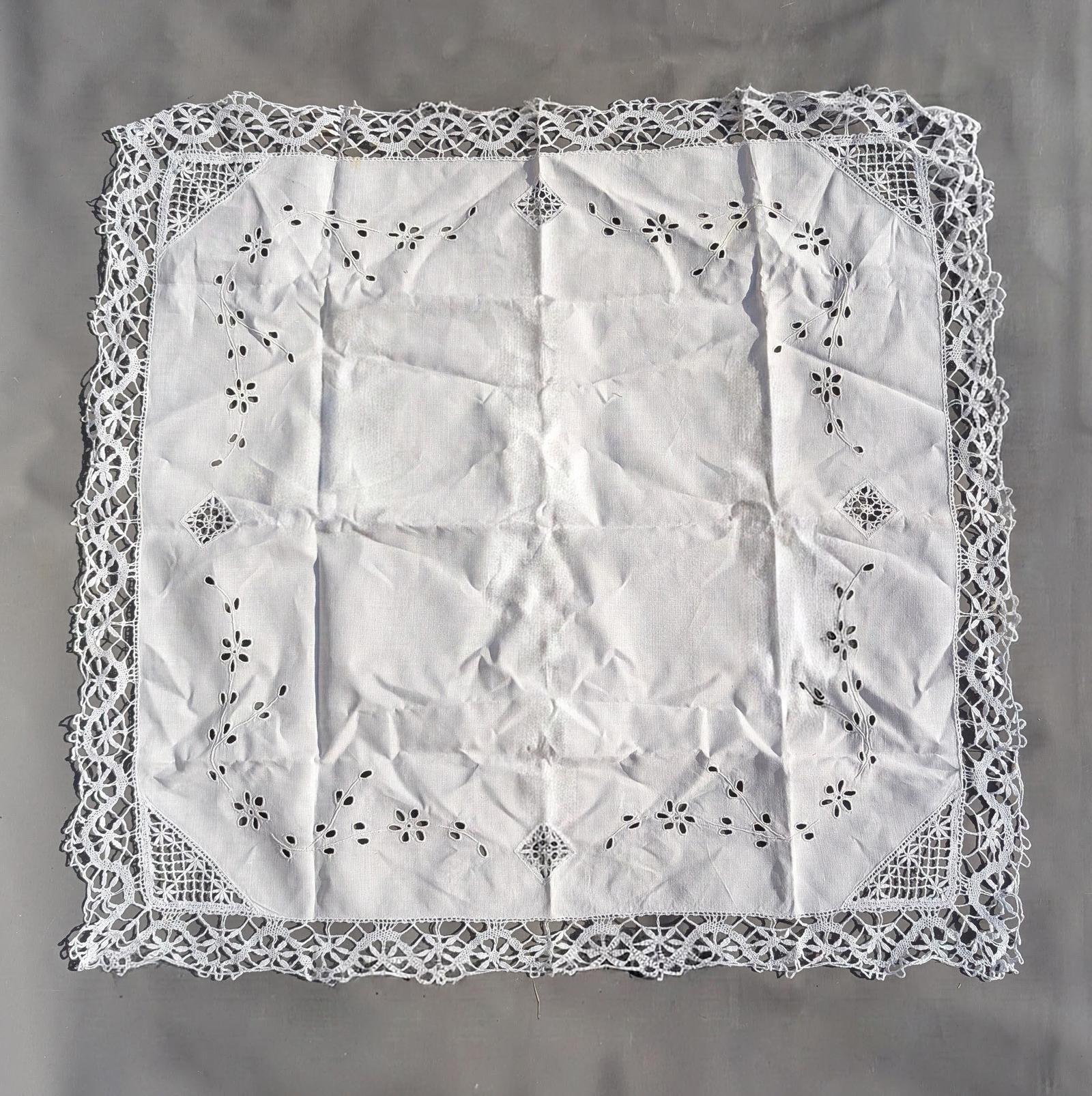 Vintage White Cotton Tablecloth, Square, Crochet (1 of 10) Vintage White Cotton Tablecloth, Square, Crochet (1 of 10)