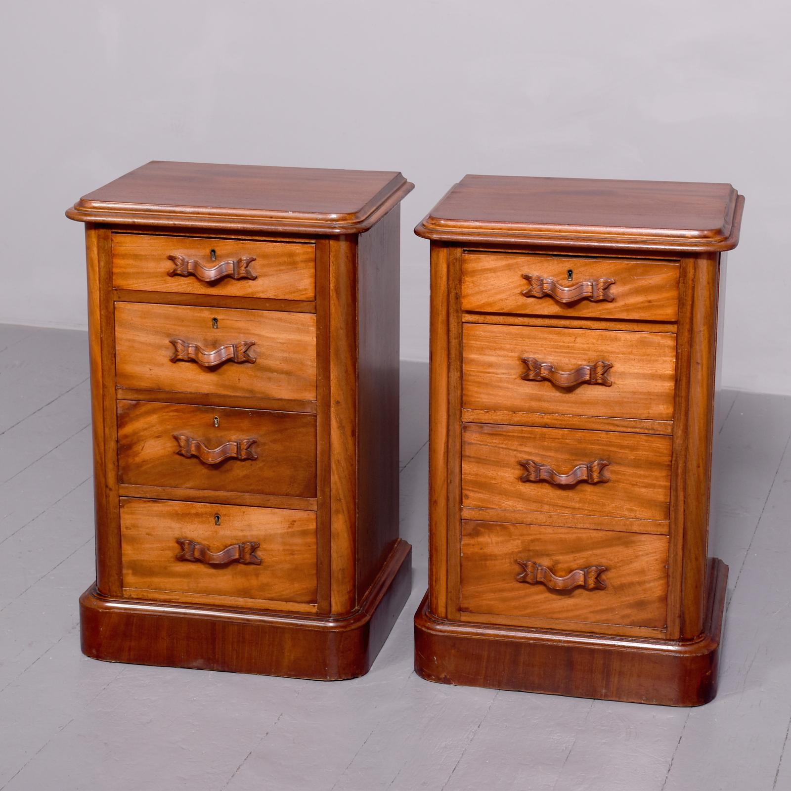Pair of Victorian Small Spanish Mahogany Chest of Drawers / Lockers (1 of 6)