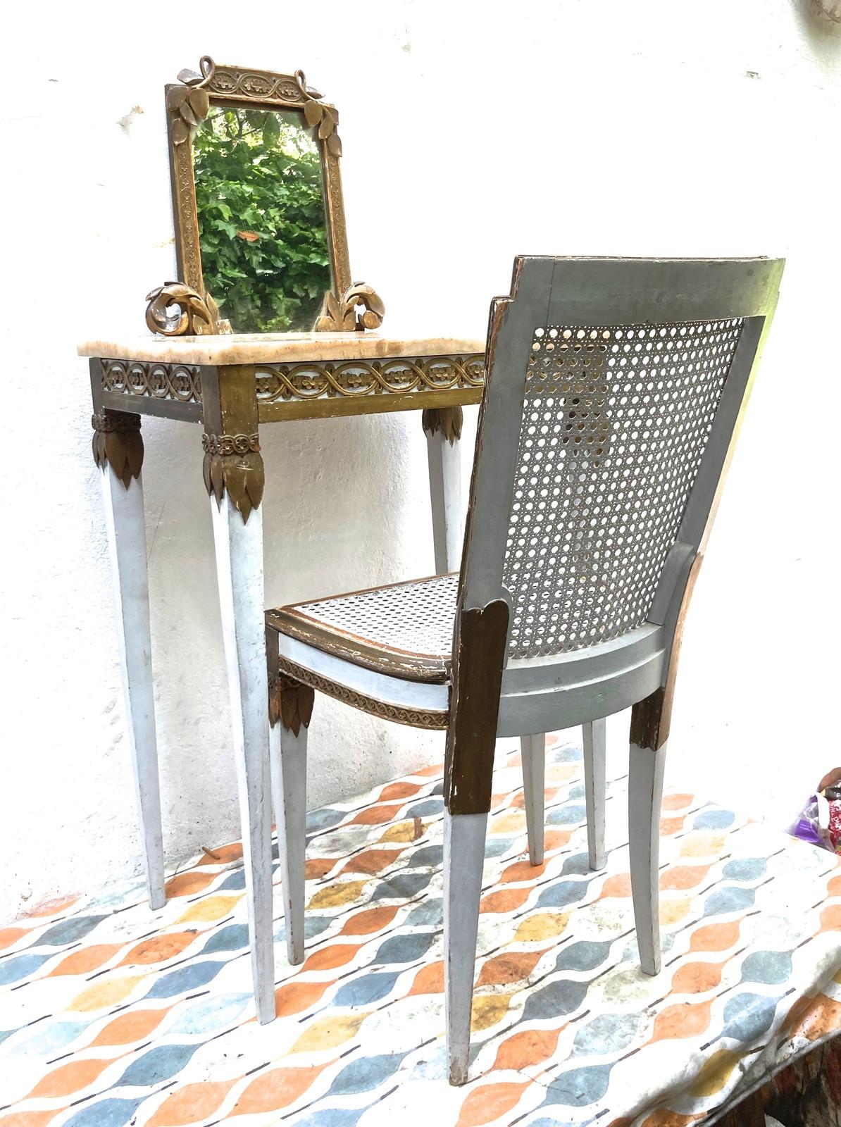 Small French 19th Century Boudoir Table & Chair (1 of 10)