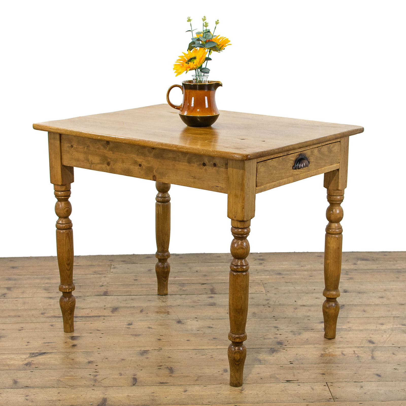 Small Antique Pine Kitchen Table with Single Drawer (1 of 12) Small Antique Pine Kitchen Table with Single Drawer (1 of 12)