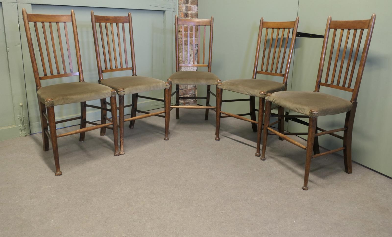 Set of 5 Arts and Crafts Golden Oak Dining Chairs (1 of 6) Set of 5 Arts and Crafts Golden Oak Dining Chairs (1 of 6)