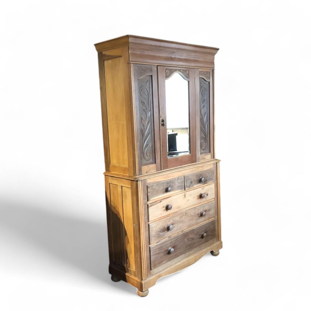 Antique Satinwood Cupboard on Chest of Drawers 1910s (1 of 15)