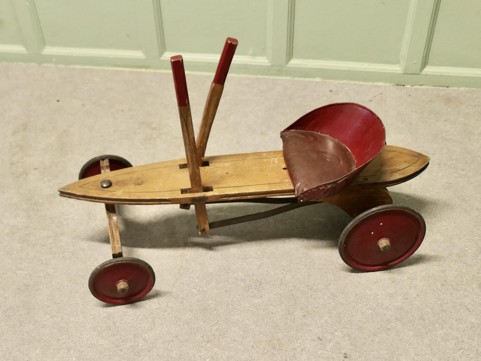 A 1930s Periclès Wooden Tricycle Antique Wooden Hand Operated Children's Car (1 of 7) A 1930s Periclès Wooden Tricycle Antique Wooden Hand Operated Children's Car (1 of 7)