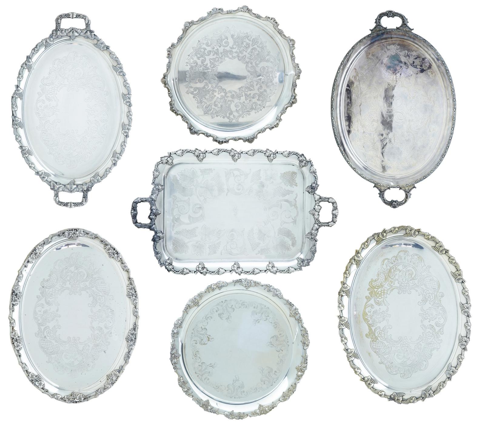 Collection of 7 20th Century Silver Plate Trays (1 of 10)