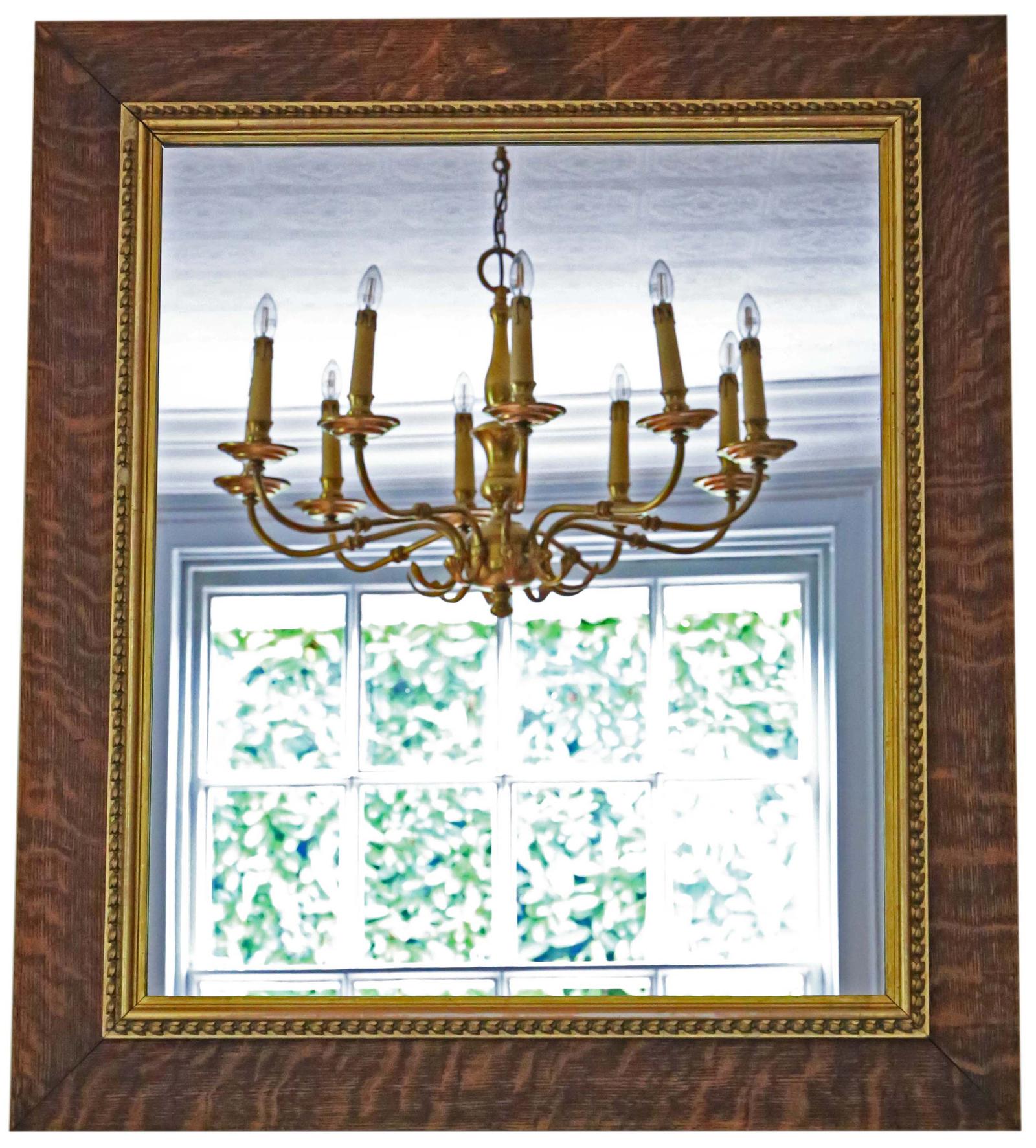 Antique Quality Large Gilt & Oak 19th Century Overmantle or Wall Mirror (1 of 6)