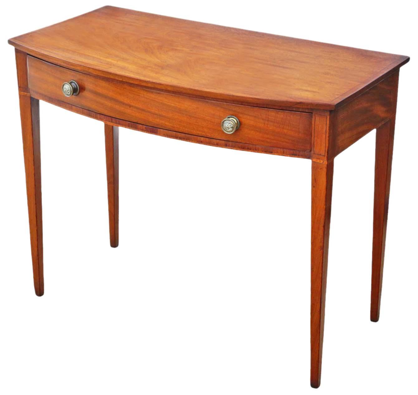Antique Fine Quality Georgian Bow Front Mahogany Writing Dressing Table 19th Century Desk Side (1 of 7)