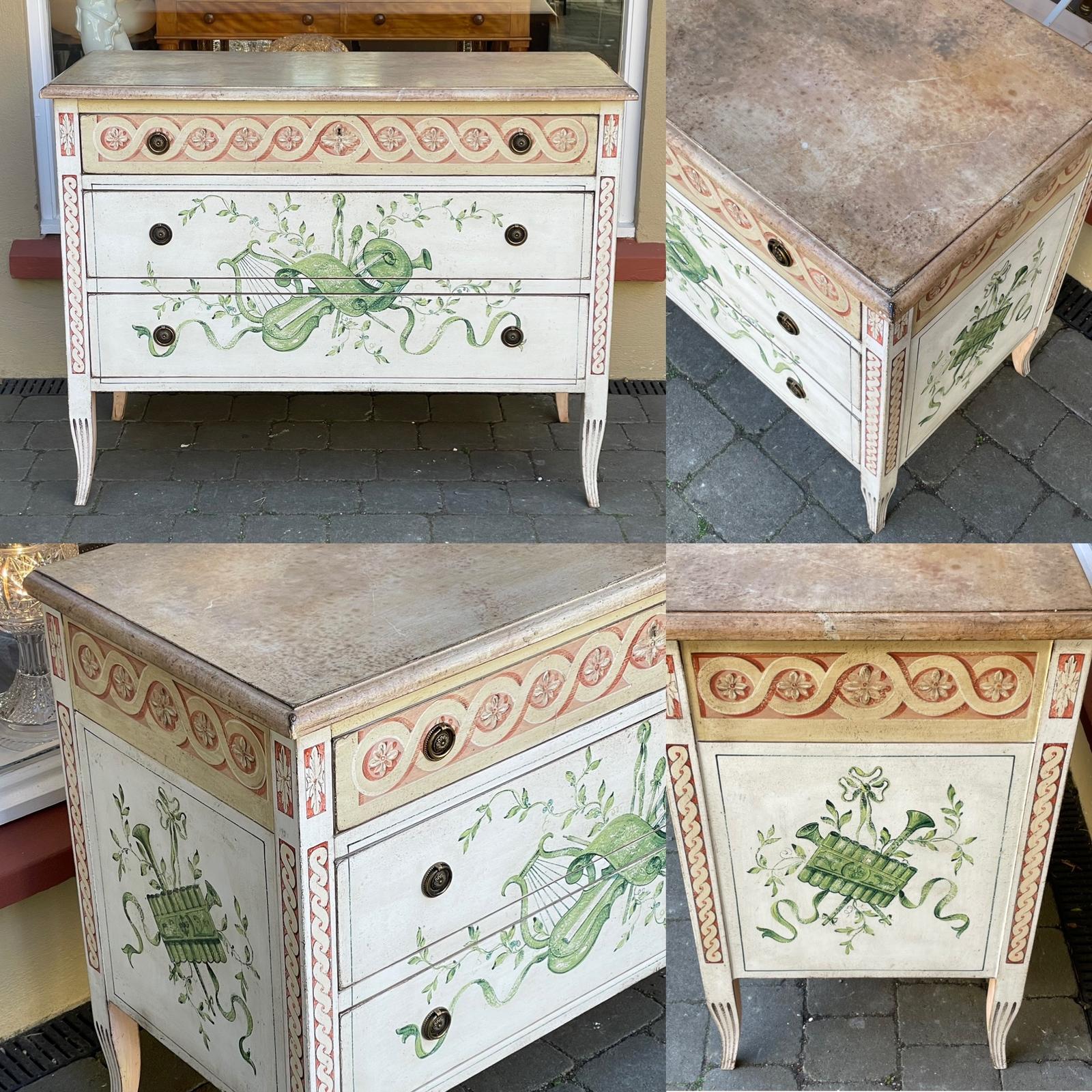 Louis XVI Style Painted Chest of Drawers Commode (1 of 7) Louis XVI Style Painted Chest of Drawers Commode (1 of 7)