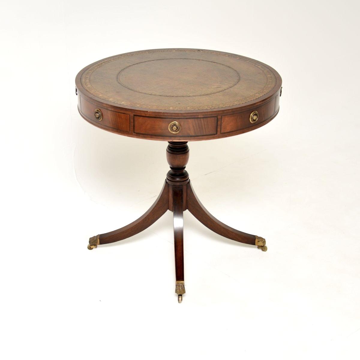 Antique Regency Style Mahogany Leather Top Drum Table (1 of 11) Antique Regency Style Mahogany Leather Top Drum Table (1 of 11)