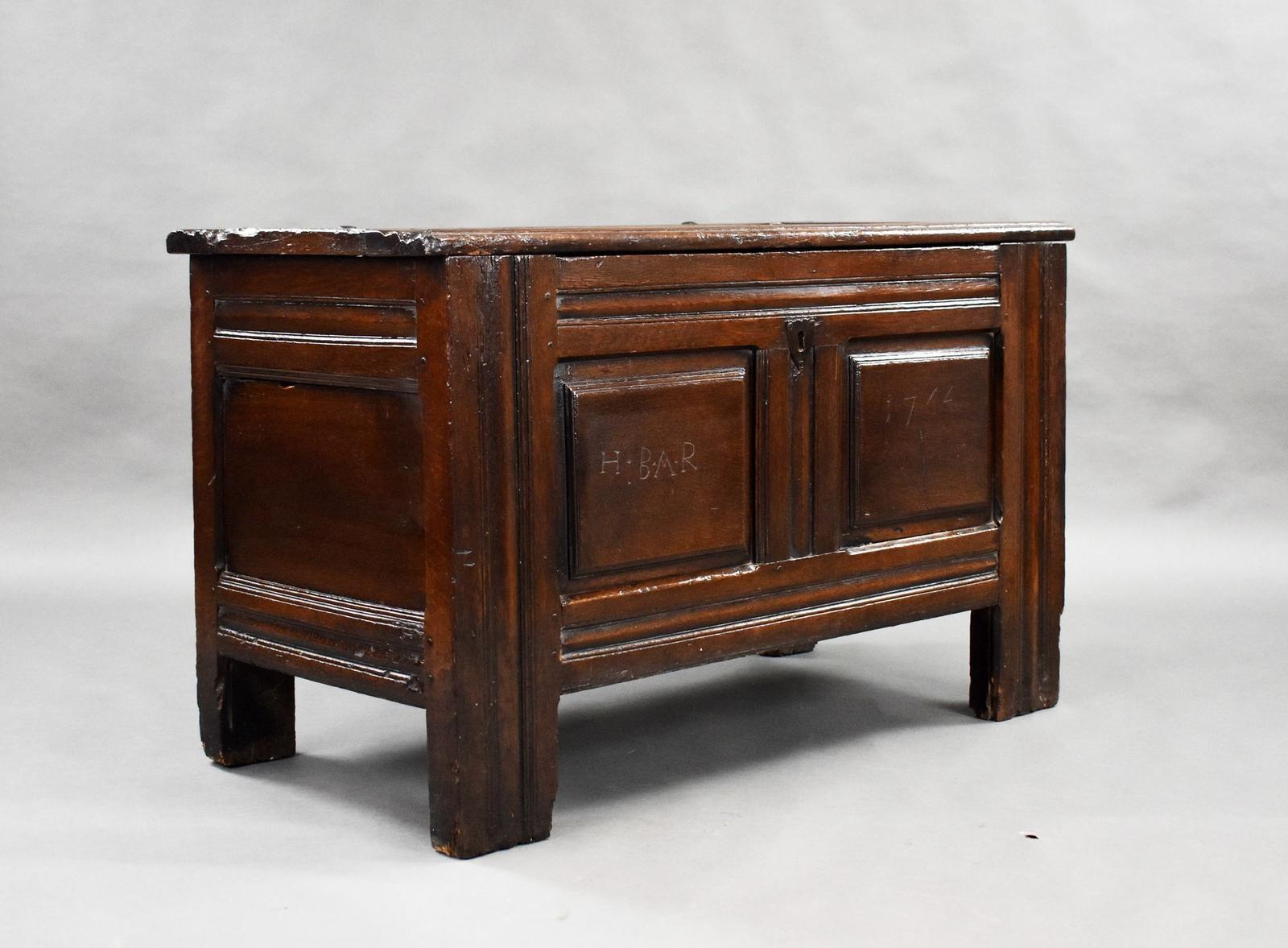 17th Century Oak Marriage Chest (1 of 14)