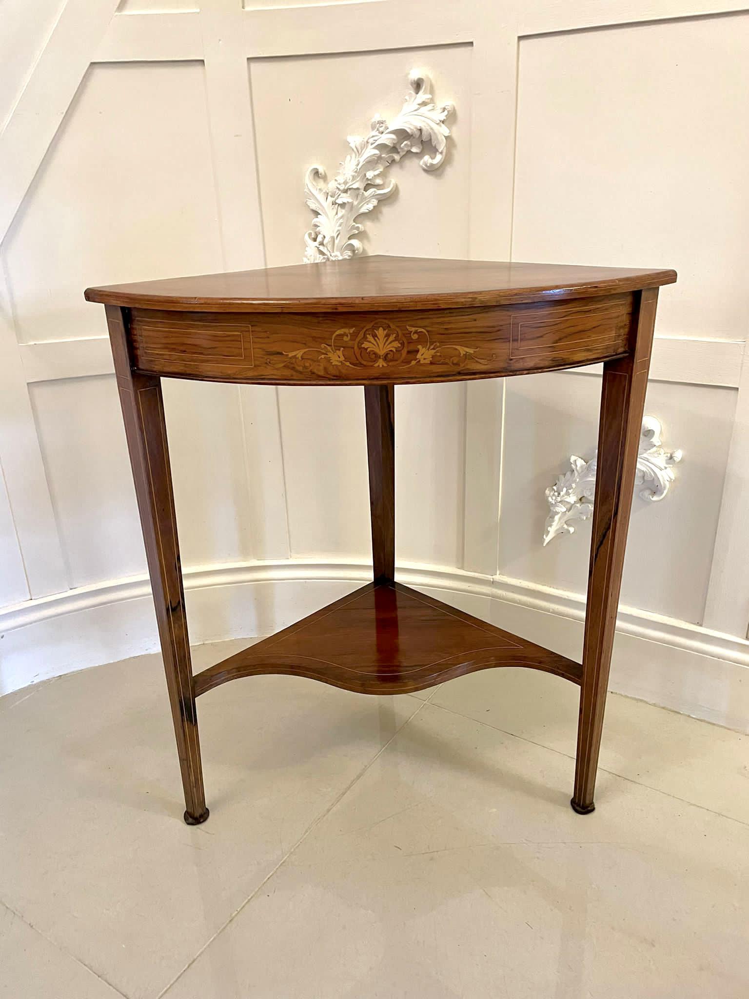Antique Edwardian Inlaid Rosewood Corner Lamp Table (1 of 12) Antique Edwardian Inlaid Rosewood Corner Lamp Table (1 of 12)