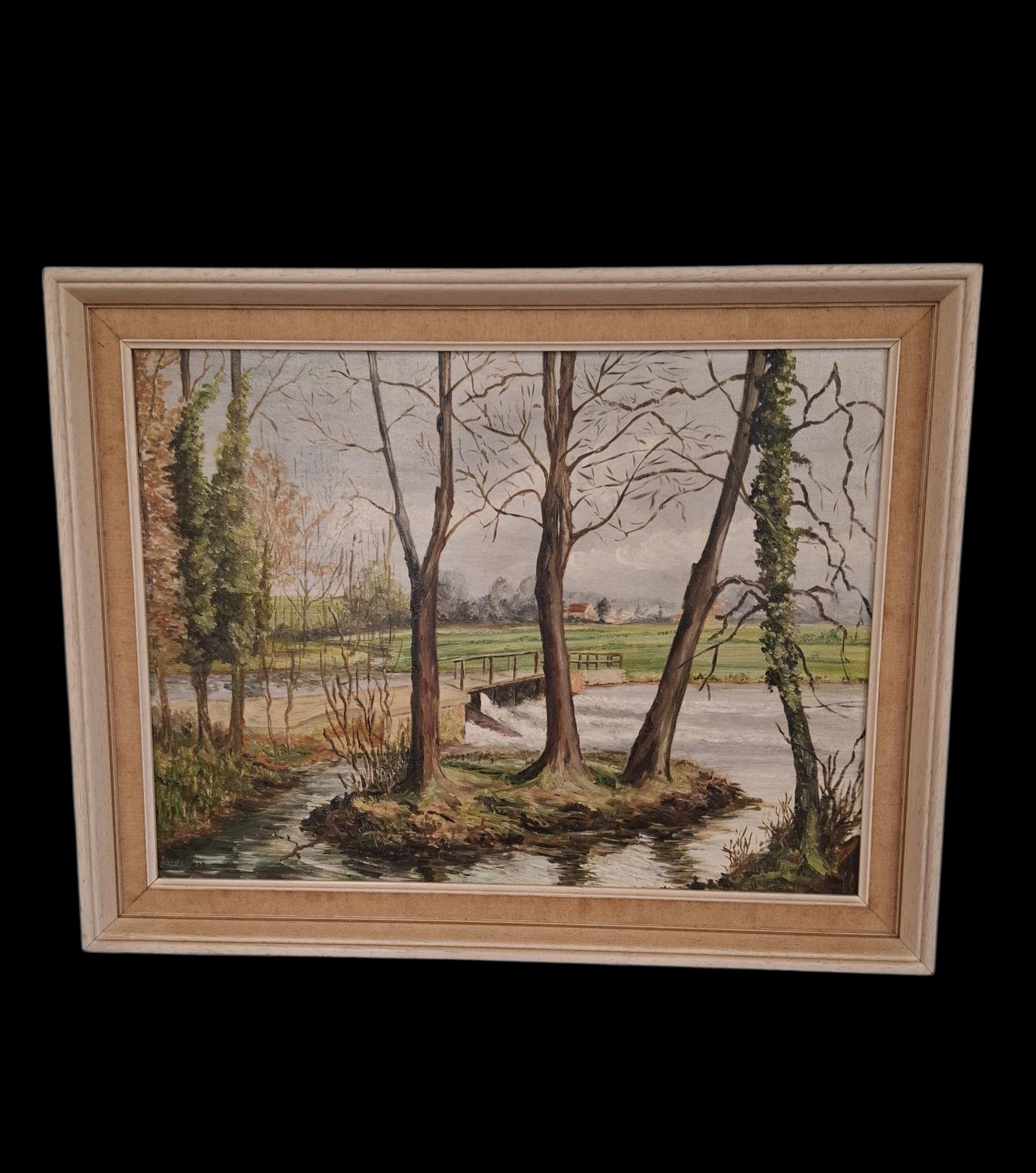 Framed Dutch Oil on Board Spring Landscape by James Voss (1 of 2)