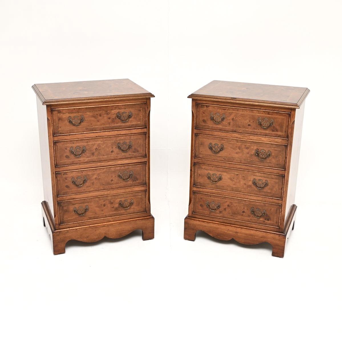 Pair of Georgian Style Burr Walnut Bedside Chest of Drawers (1 of 10) Pair of Georgian Style Burr Walnut Bedside Chest of Drawers (1 of 10)