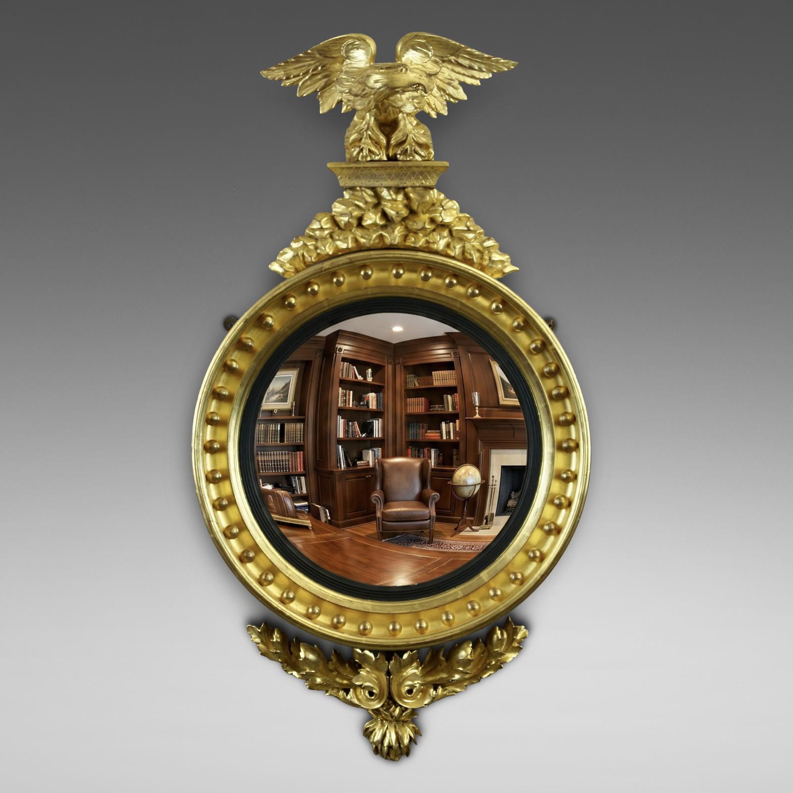 A Regency Gilt Wood Convex Mirror (1 of 3) A Regency Gilt Wood Convex Mirror (1 of 3)