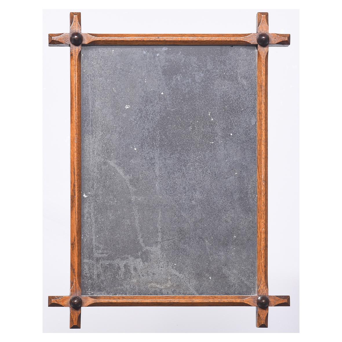 Late Victorian Gothic Oak- Framed Rustic Wall Mirror (1 of 6)