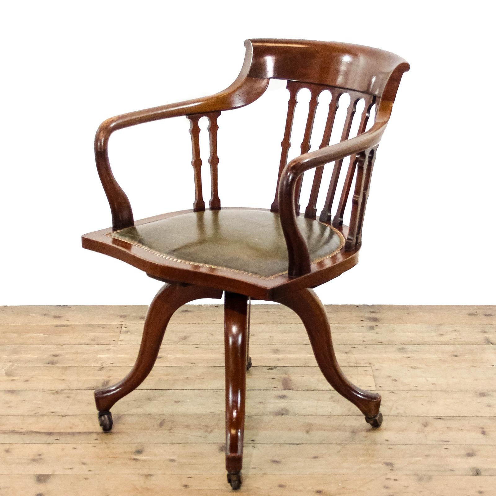 Antique Edwardian Walnut Elbow Office Chair (1 of 9)