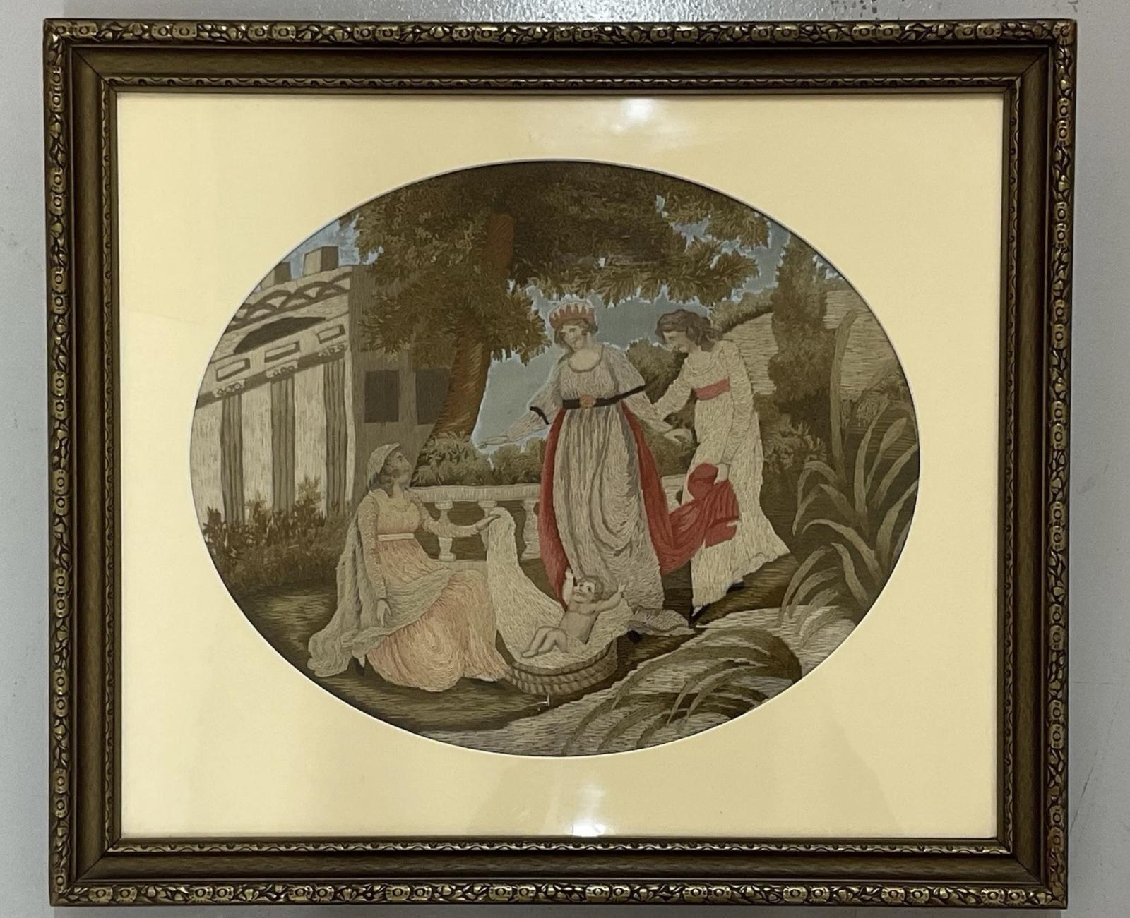 Georgian Silkwork Needlework Embroidery of Ladies & Child Antique c.1820 (1 of 7) Georgian Silkwork Needlework Embroidery of Ladies & Child Antique c.1820 (1 of 7)