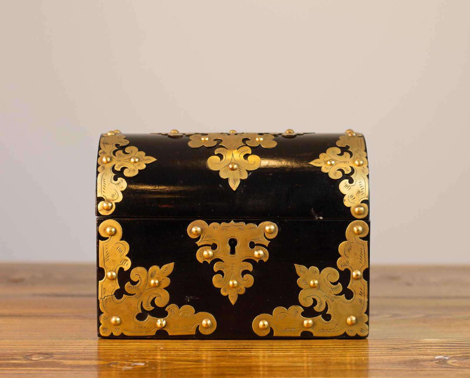 Ebony Brass Overlay Box 1850 (1 of 11) Ebony Brass Overlay Box 1850 (1 of 11)