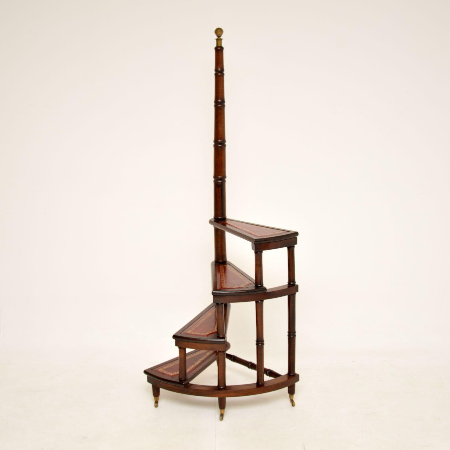 Mahogany & Leather Library Steps (1 of 9)