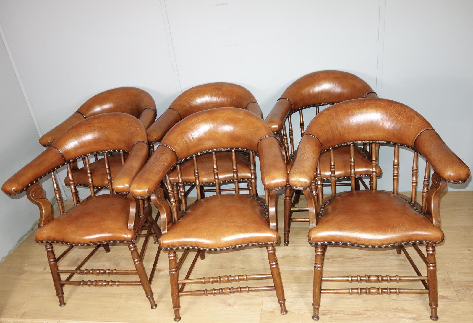 Set of Six Leather Study Chairs (1 of 7) Set of Six Leather Study Chairs (1 of 7)
