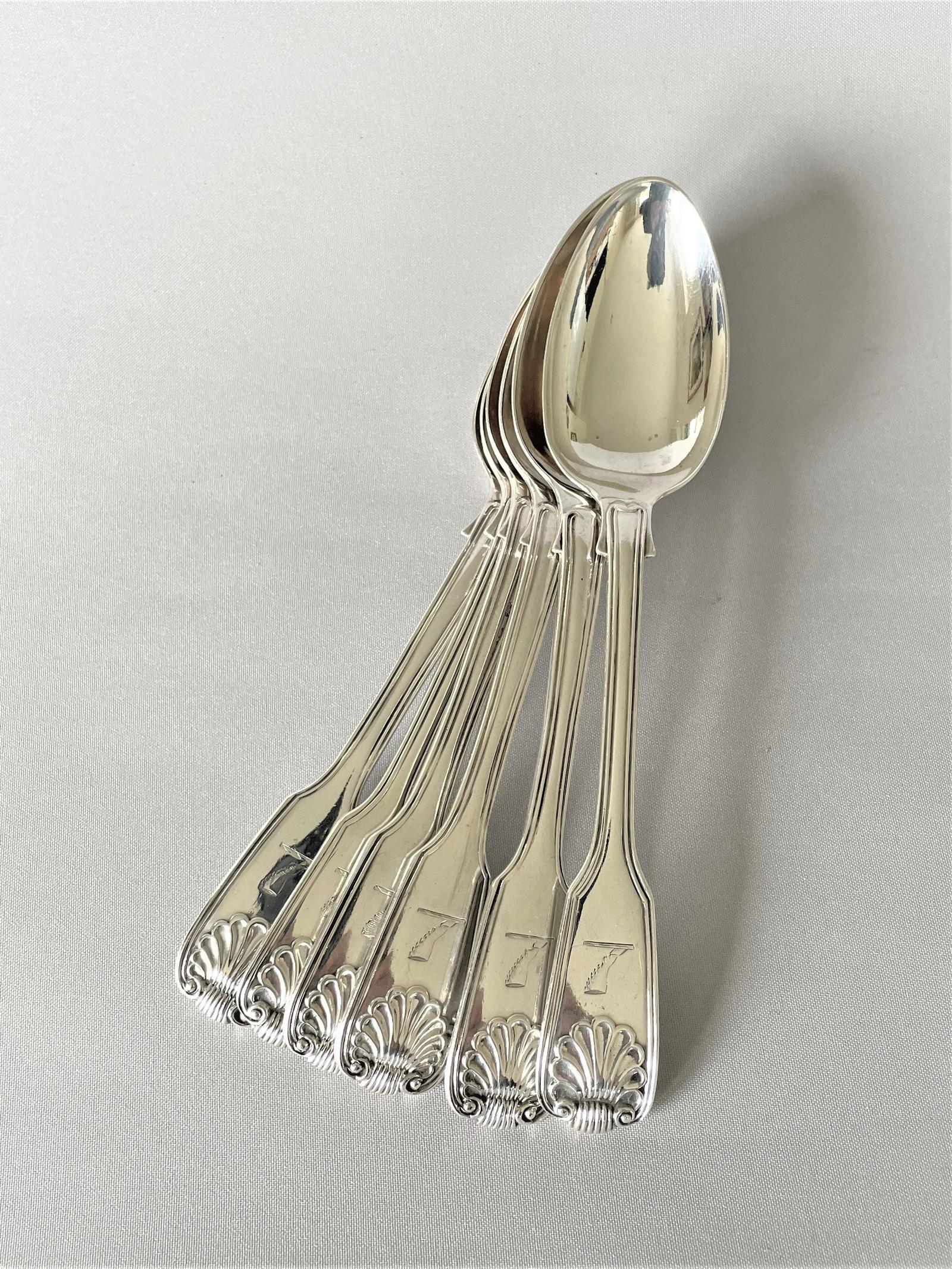 Superb Set of 6 Victorian Fiddle, Thread & Shell Dessert Spoons (1 of 8) Superb Set of 6 Victorian Fiddle, Thread & Shell Dessert Spoons (1 of 8)