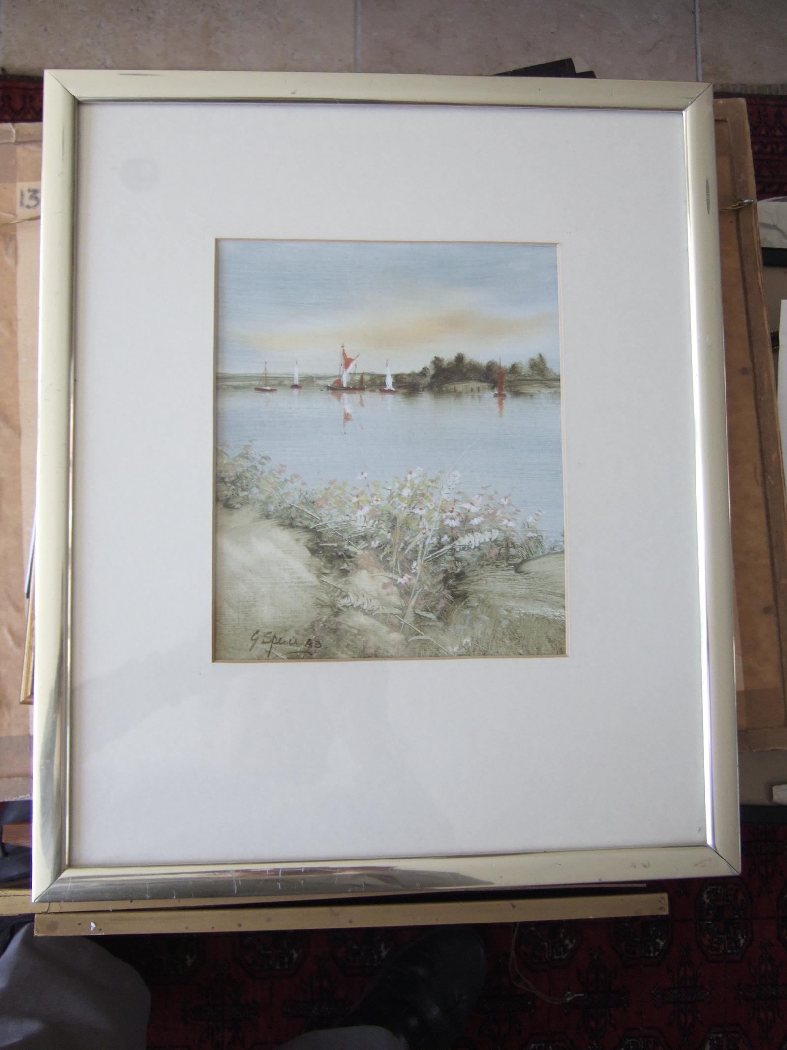 George Spence Oil Painting on Linen Paper of Norfolk Broads (1 of 4) George Spence Oil Painting on Linen Paper of Norfolk Broads (1 of 4)