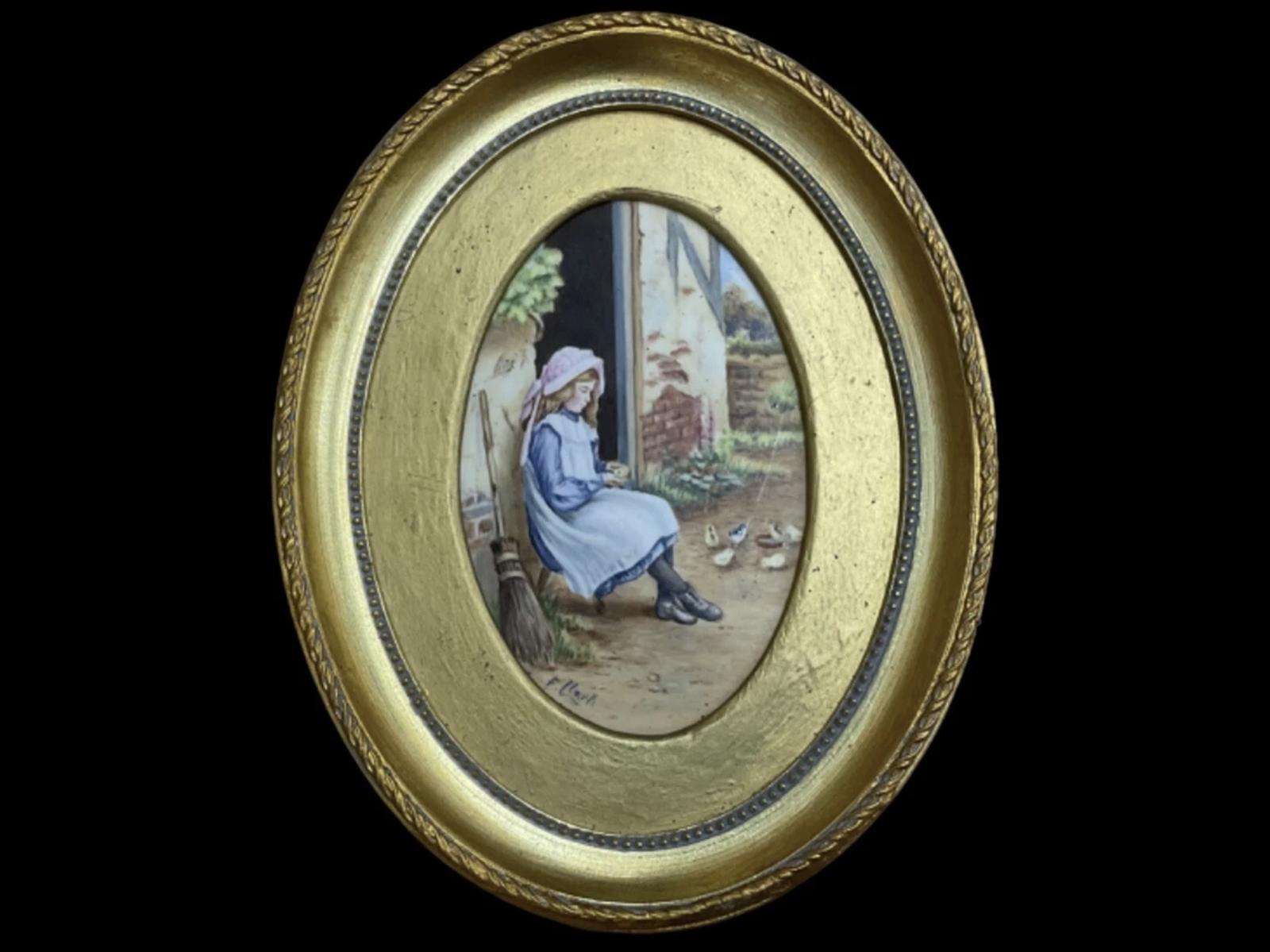 Royal Worcester Porcelain Plaque Of Girl and Chicks By Frank Clark Vintage (1 of 10) Royal Worcester Porcelain Plaque Of Girl and Chicks By Frank Clark Vintage (1 of 10)