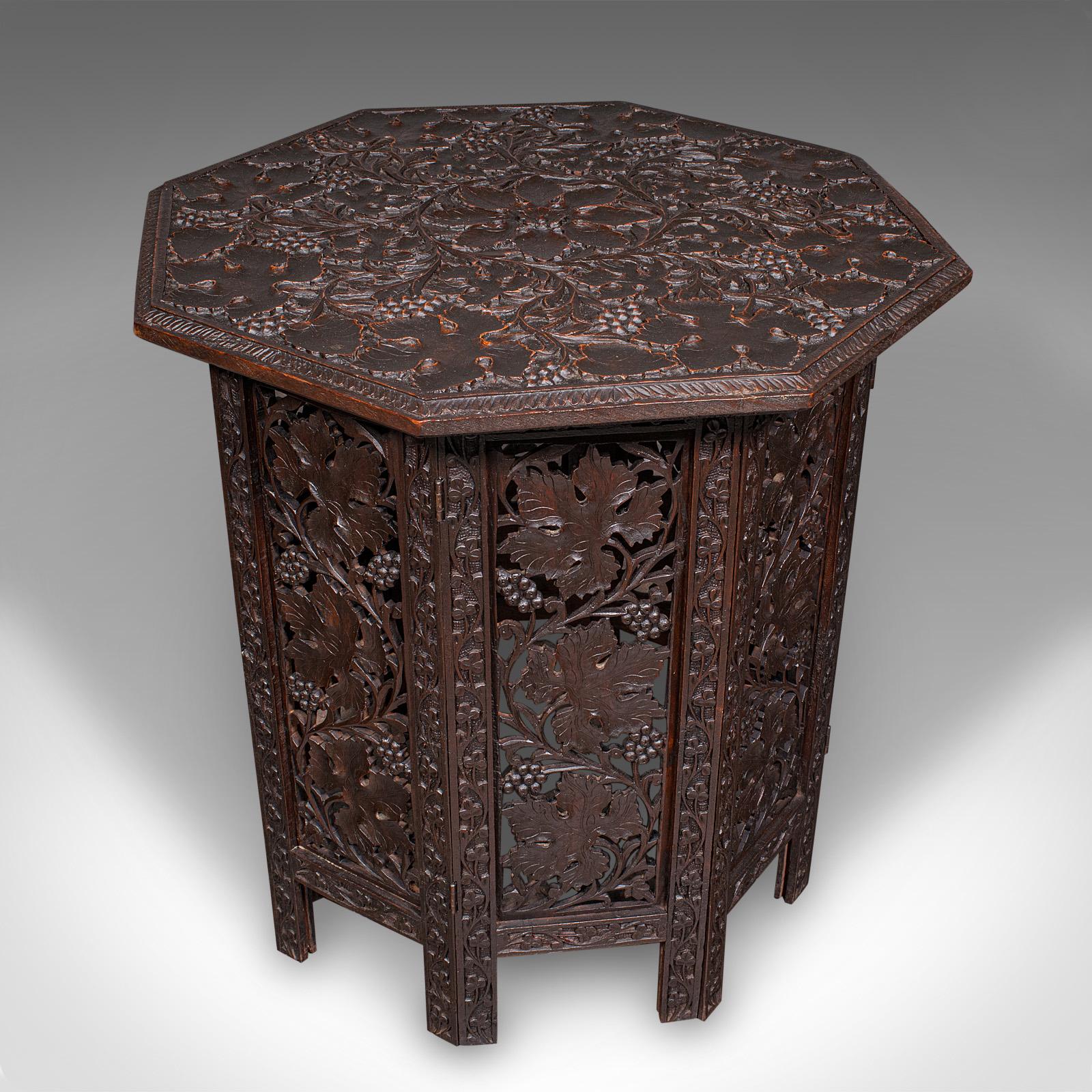 Antique Campaign Tea Table, Anglo Indian Teak, Folding, Serving, Victorian, 1900 (1 of 12)