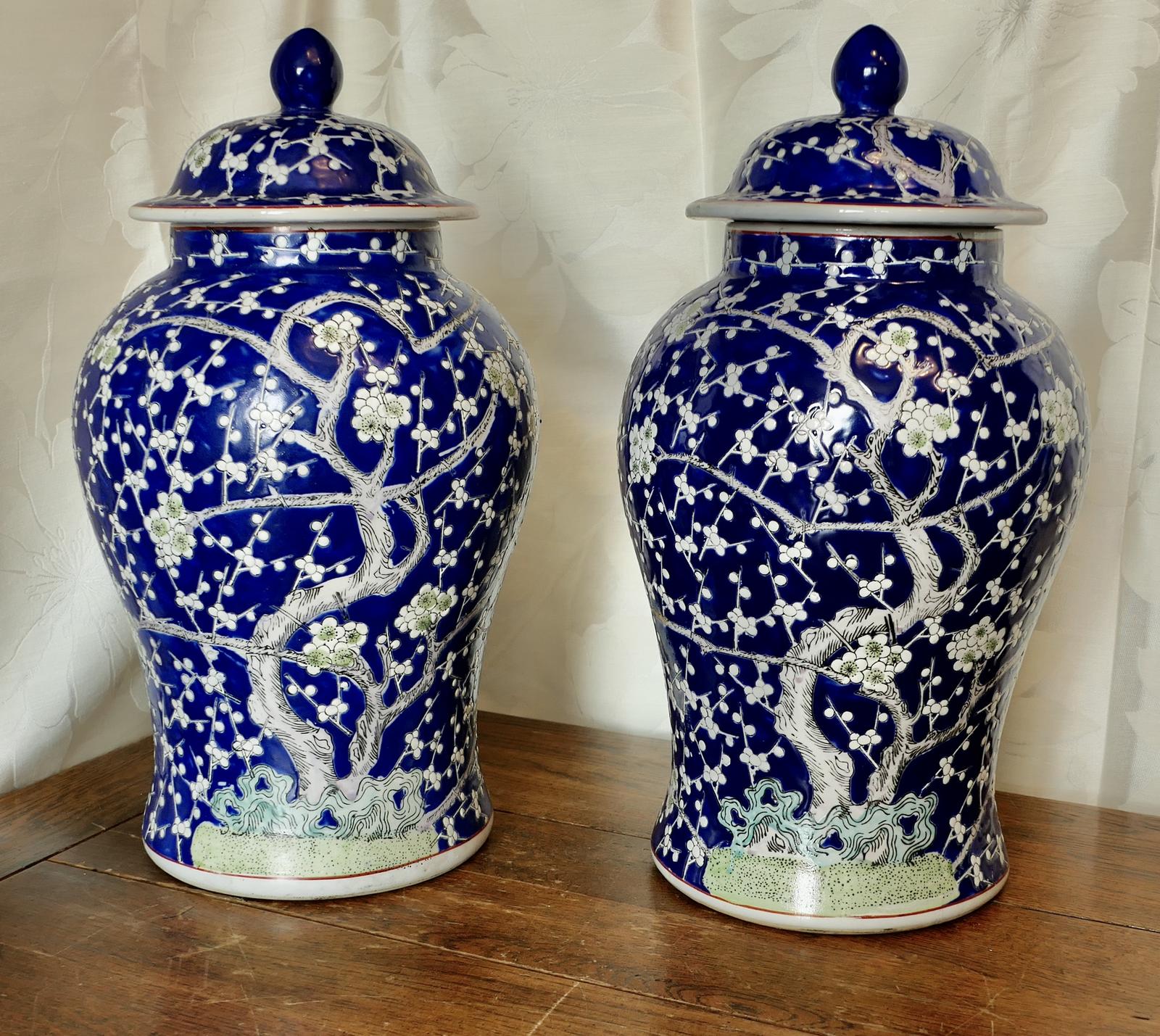 A Large Pair of Oriental Porcelain Ginger Jars (1 of 10) A Large Pair of Oriental Porcelain Ginger Jars (1 of 10)