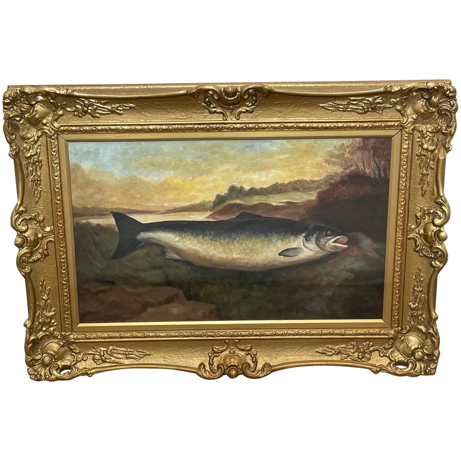 Scottish 19th Century Oil Painting Catch Of The Day Trout Fish By John Bucknell Russell (1 of 37)