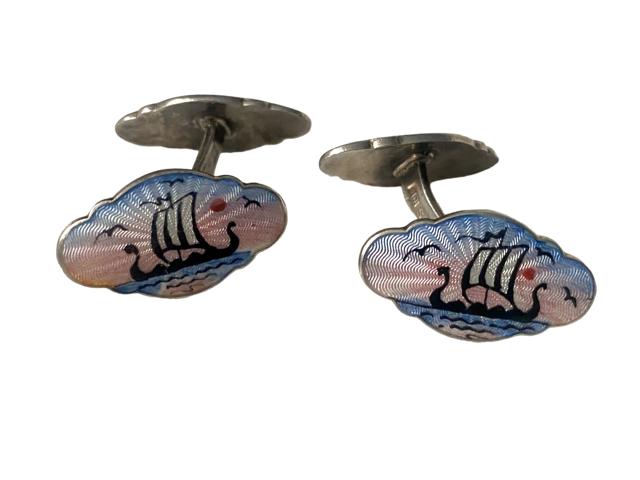 Vintage Aksel Holmsen Norne Norway Sterling Silver & Guilloche Enamel Double Sided Cufflinks c.1950 (1 of 7) Vintage Aksel Holmsen Norne Norway Sterling Silver & Guilloche Enamel Double Sided Cufflinks c.1950 (1 of 7)