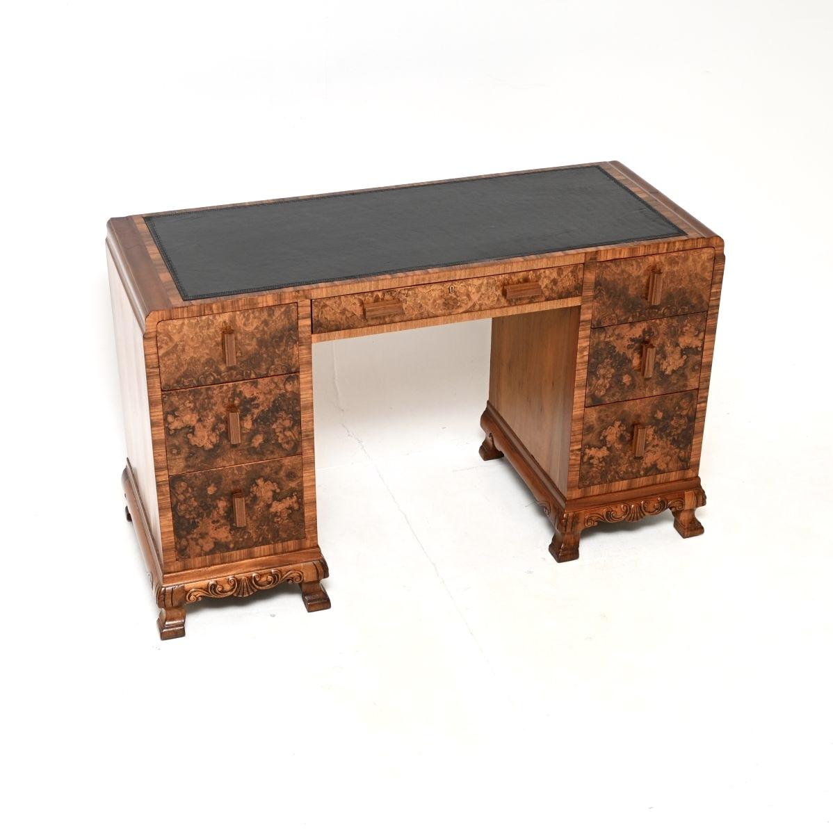 Art Deco Burr Walnut Leather Top Desk (1 of 10) Art Deco Burr Walnut Leather Top Desk (1 of 10)