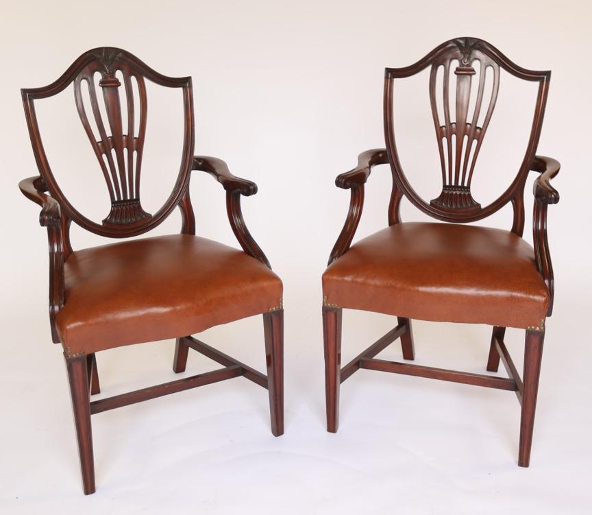Pair of Hepplewhite Style Mahogany Elbow Desk Chairs 1930s (1 of 7) Pair of Hepplewhite Style Mahogany Elbow Desk Chairs 1930s (1 of 7)