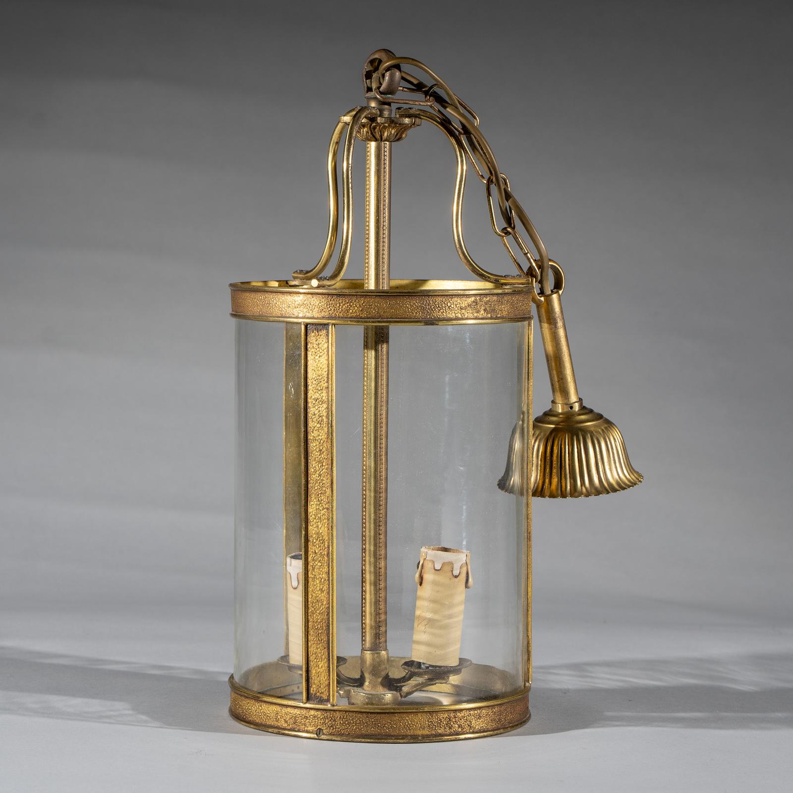 Large French Brass And Glass Hanging Lantern (1 of 3)