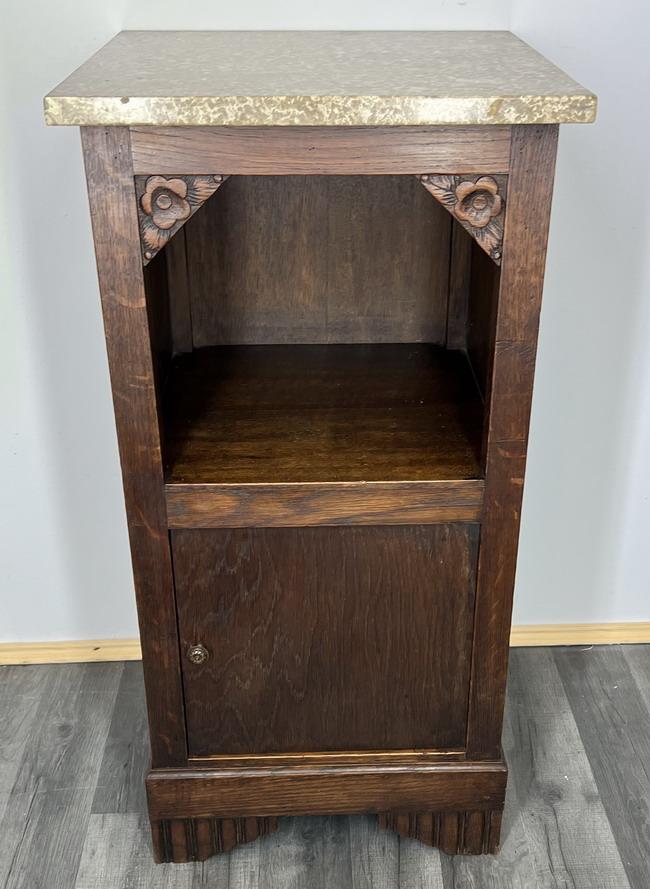 Carved French Antique Bedside Cupboard / Cabinet With Marble Top (1 of 6)