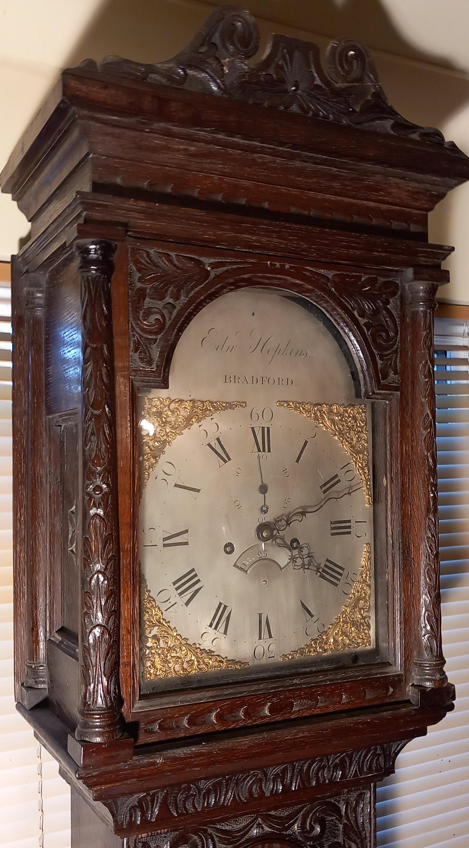 Superb Antique Oak Carved Tall Longcase Clock (1 of 6)