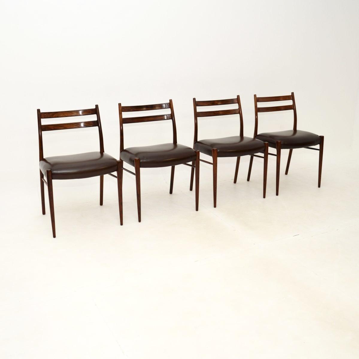Set of Four Danish Rosewood & Leather Dining Chairs by Arne Wahl Iversen (1 of 11)