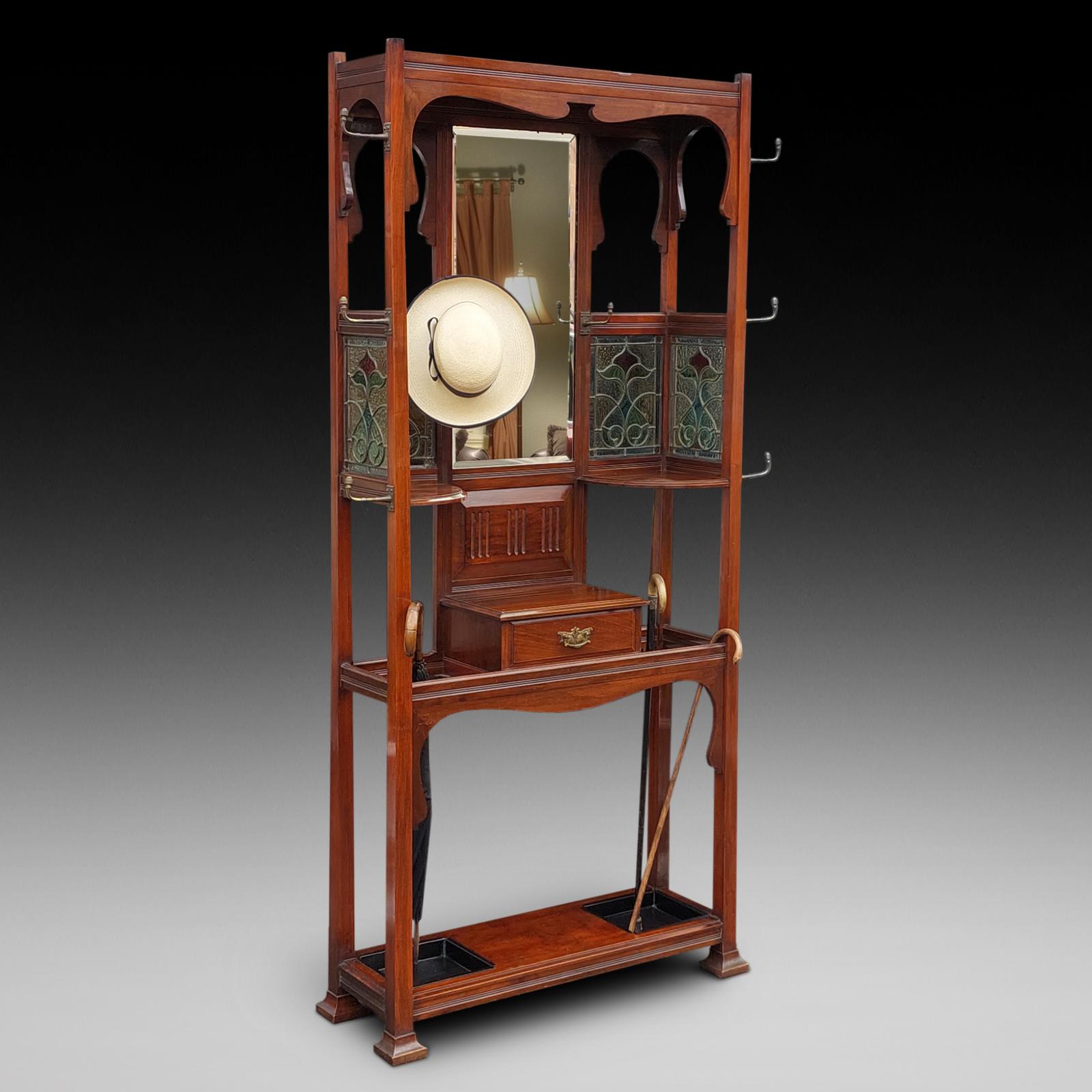 Edwardian Mahogany Hat & Coat Hall Stand (1 of 10)
