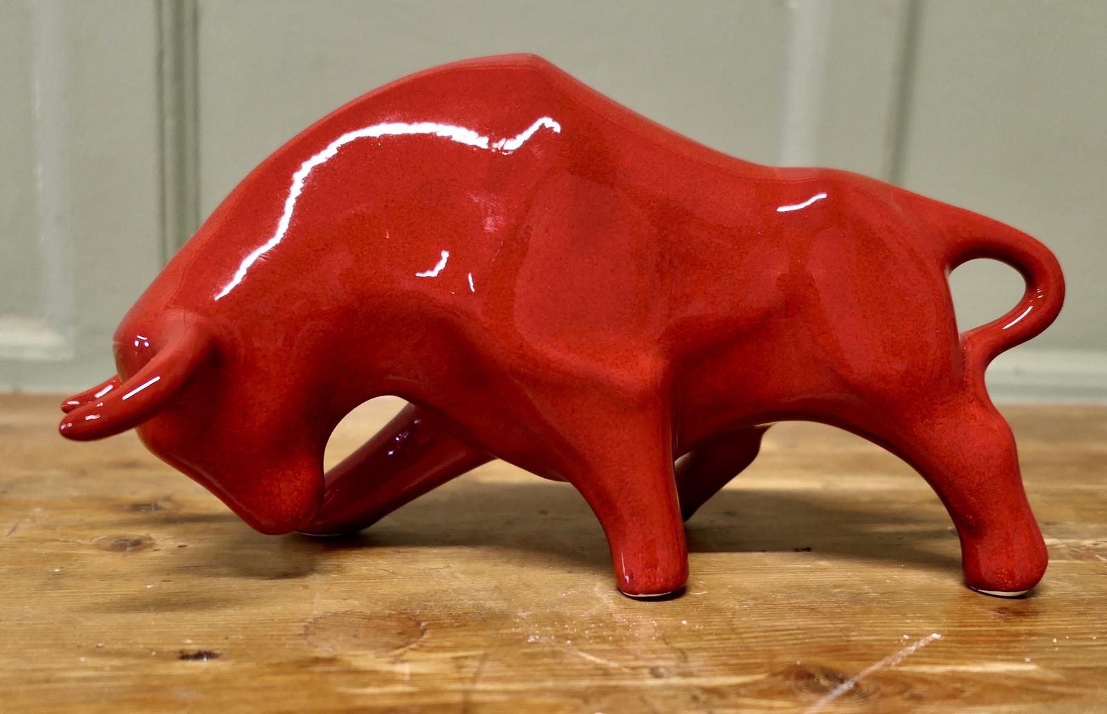Bright Red Cubist Sculpture Charging Bull (1 of 6) Bright Red Cubist Sculpture Charging Bull (1 of 6)