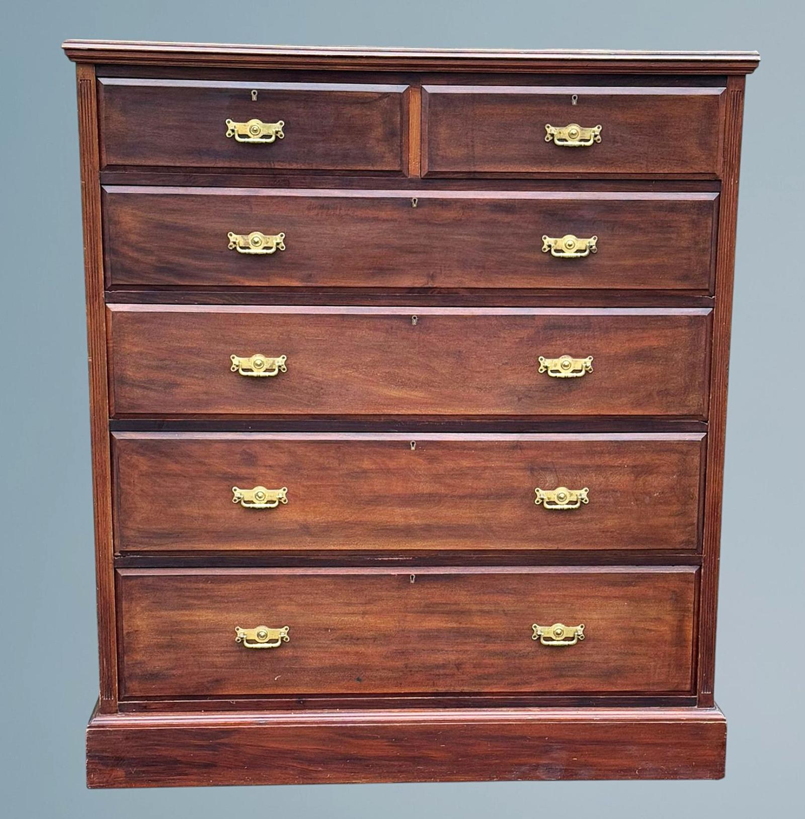 Large Edwardian Walnut Chest of Drawers (1 of 10)