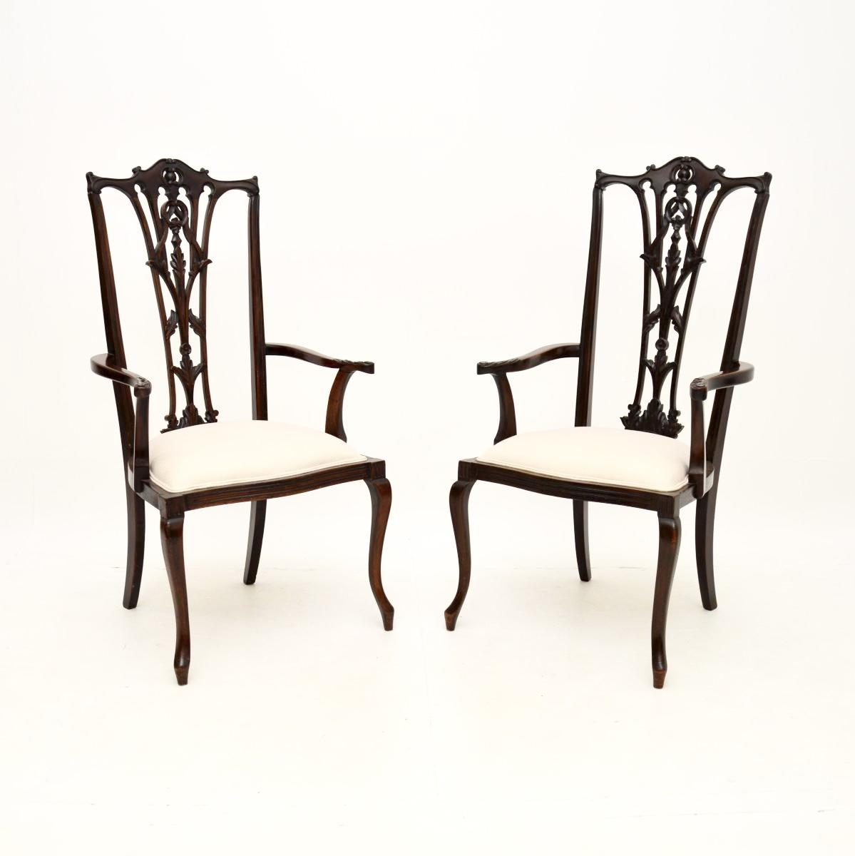 Pair of Antique Mahogany Chippendale Style Armchairs (1 of 9) Pair of Antique Mahogany Chippendale Style Armchairs (1 of 9)