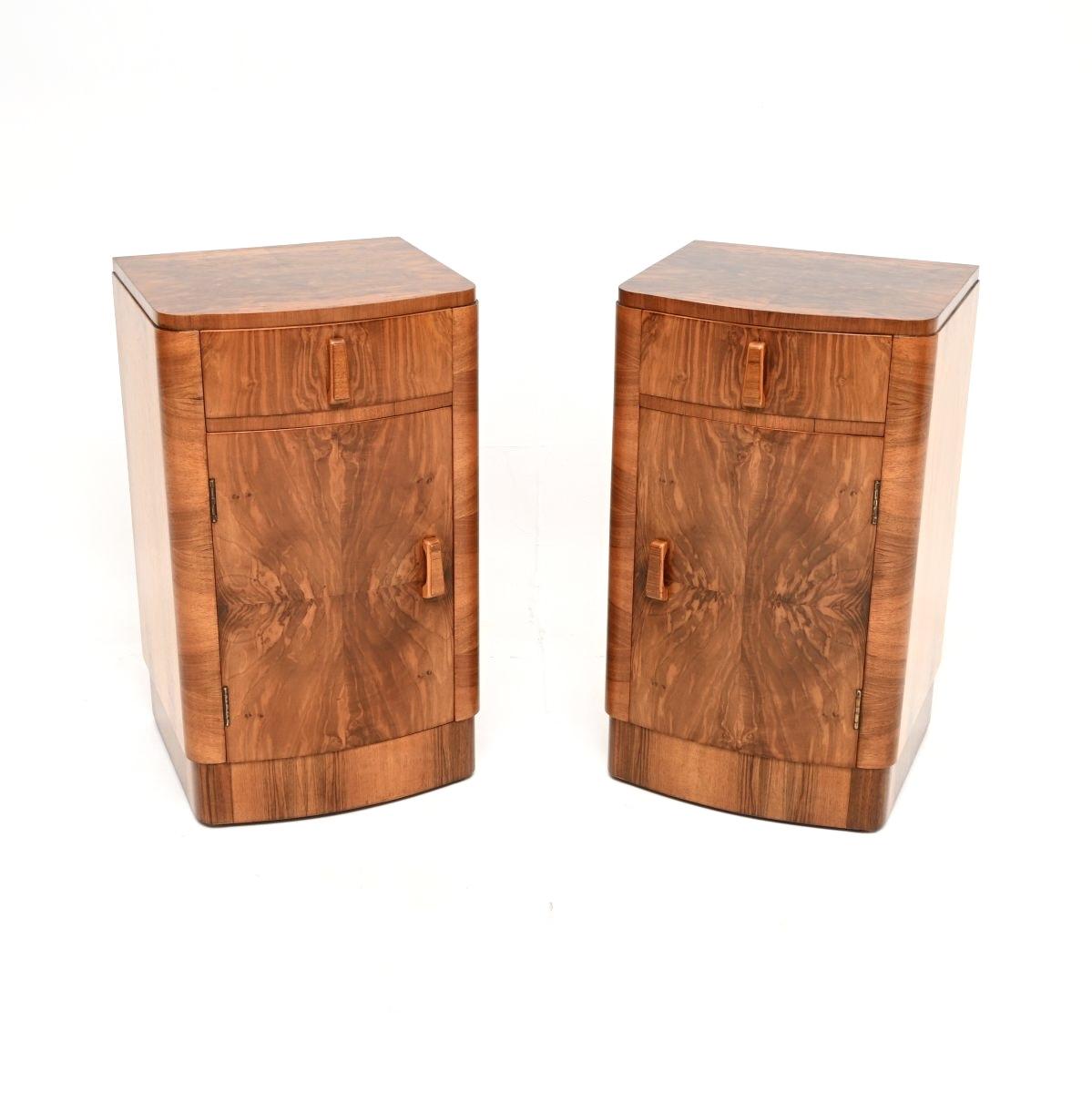 Pair of Art Deco Walnut Bedside Cabinets (1 of 10) Pair of Art Deco Walnut Bedside Cabinets (1 of 10)