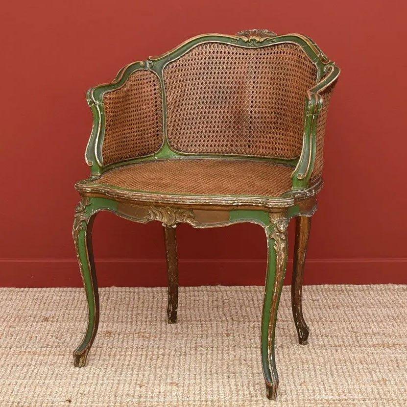 Vintage Begree Chair in Green and Gold Original Paint (1 of 8)