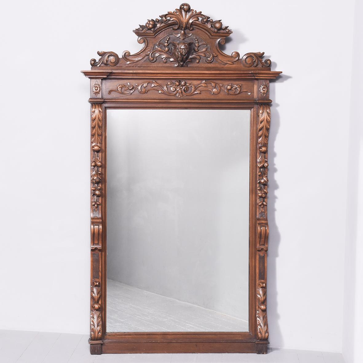 Large Profusely Carved Victorian Oak Mirror (1 of 11)