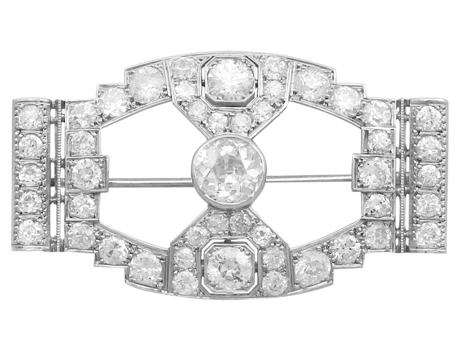 Antique 7.10 ct Diamond and Platinum Brooch - Art Deco - Circa 1930 (1 of 15)