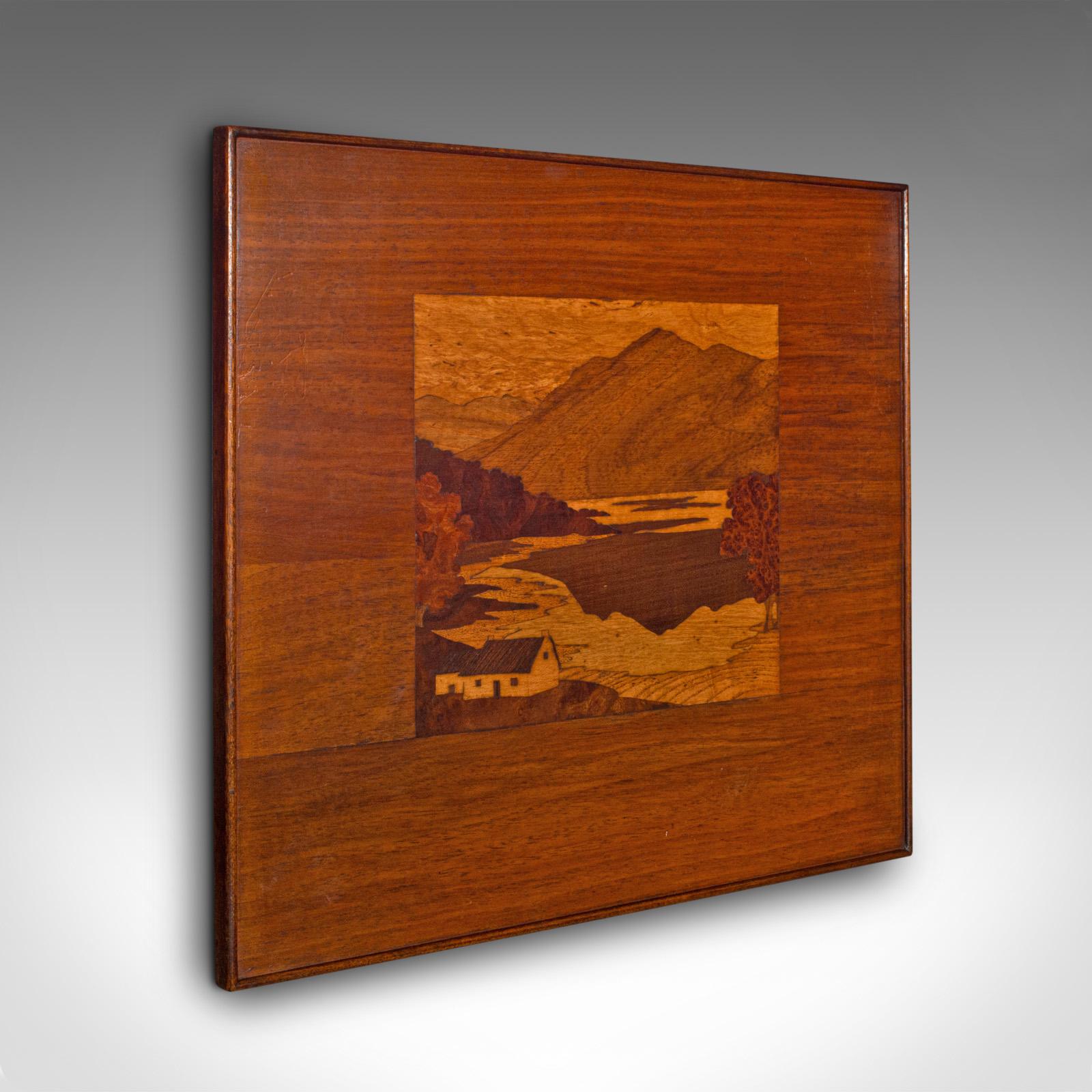 Antique Marquetry Landscape Panel, English, Decorative, Ben Lomond, Edwardian (1 of 7)
