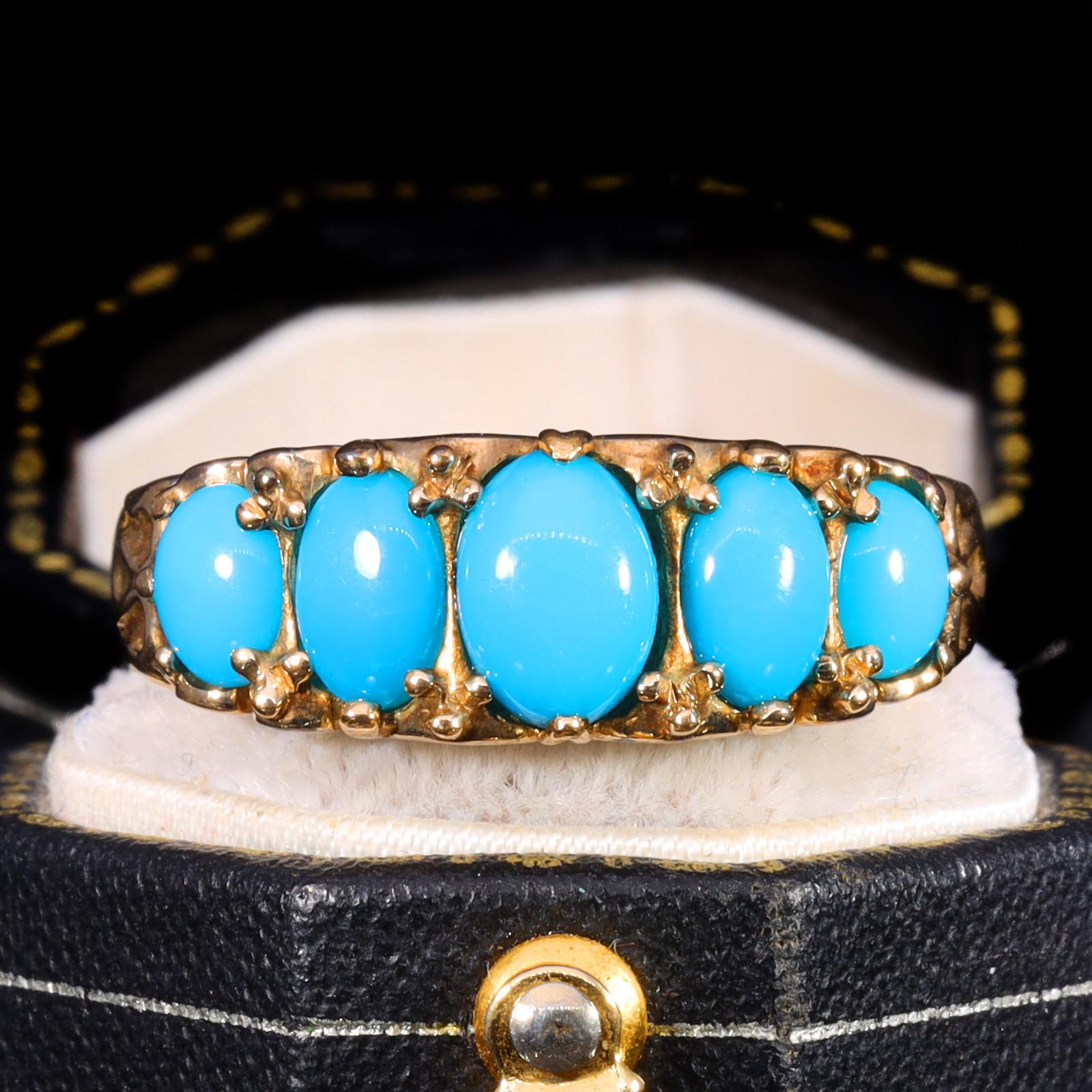 The Vintage 9ct Gold Five Stone Turquoise Ring (1 of 10) The Vintage 9ct Gold Five Stone Turquoise Ring (1 of 10)