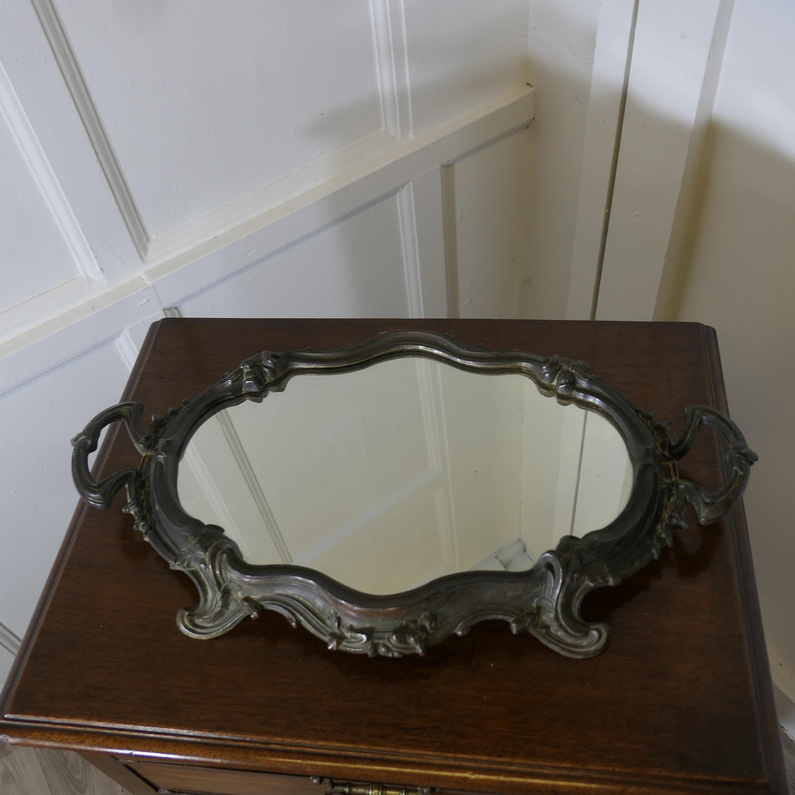 Rococo Style Silver Plated Sideboard Mirror Tray, Wine Tray (1 of 9)