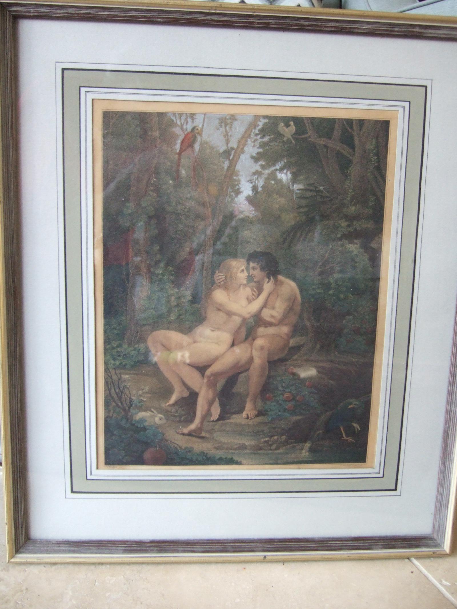 Bartolozzi RA after Thomas Stothard RA: late 18th/early 19th century stipple engraving of Adam and Eve illustrating Milton's Paradise Lost (1 of 7) Bartolozzi RA after Thomas Stothard RA: late 18th/early 19th century stipple engraving of Adam and Eve illustrating Milton's Paradise Lost (1 of 7)