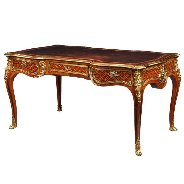 Kingwood & Marquetry Bureau Plat in the French Taste (1 of 6)